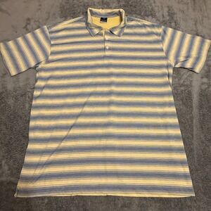 Nike DRI-FIT UV‎ Mens Golf Polo Shirt XXL Blue Yellow Stripe Short Sleeve